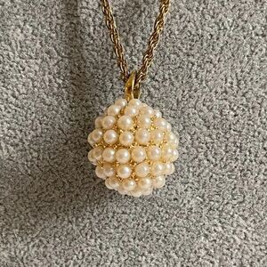 ☀️ Joan Rivers Gold Seed Pearl Ball Pendant Necklace